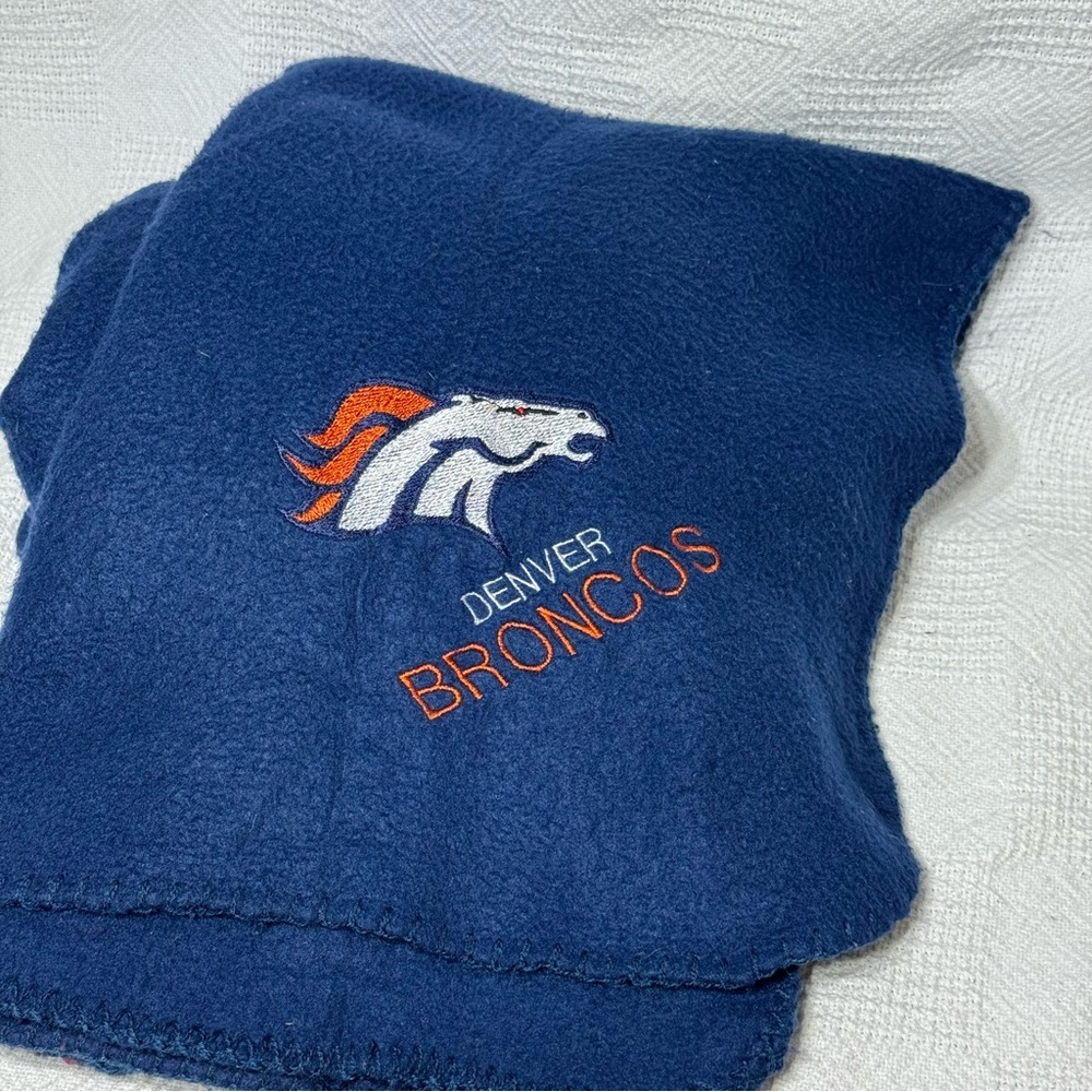Denver Broncos Blue‎ Fleece Blanket Embroidered 45x80